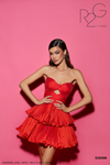 RG2 by Tarik Ediz 53098 Taffeta Tiered Strapless Short Dress
