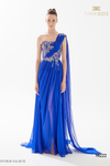 Tarik Ediz 98222 Chiffon One Shoulder Side Skirt Long Dress