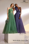 Tarik Ediz 98254 Tulle One Shoulder Sleeveless Long Dress