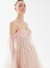 Tarik Ediz 98285 Tulle Embroidery Cape Off Shoulder Dress