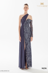 Tarik Ediz 98298 Tulle Beaded One Sleeve Pleating Dress