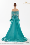 Tarik Ediz 98316 Beaded Taffeta Off Shoulder Overskirt Dress