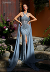 Clarisse 62176 Fully Beaded Chic Halter Neckline Long Gown