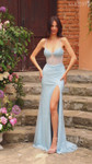 Clarisse 62186 Beaded Sheer Midriff Strappy Sheath Gown