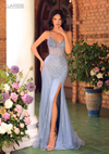 Clarisse 62188 Beaded Sheer Corset Bodice V-neck Dress