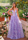 Clarisse 62172 Iridescent Glitter Print Beaded Floral Dress