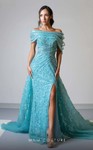 MNM Couture M1150 Embroidered Tulle Off-shoulder Strap Dress