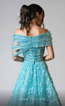 MNM Couture M1150 Embroidered Tulle Off-shoulder Strap Dress