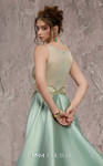 MNM Couture J03503 Beaded Round Sheer Neck Overskirt Gown