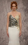 MNM Couture J03554 Rayon Crepe Metallic Overlay Long Gown