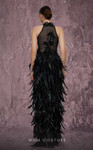 MNM Couture J03381 Embroidered Feathered Skirt Fitted Gown
