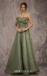 MNM Couture Q3355 Brocade Embroidered Strapless Long Gown