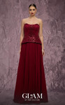 MNM Couture Q7788 Chiffon Embroidered Pleated Strapless Gown