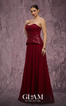 MNM Couture Q7788 Chiffon Embroidered Pleated Strapless Gown