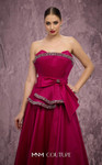 MNM Couture Q8017 Taffeta Embroidered Strapless A-line Gown