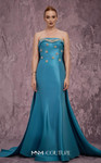 MNM Couture Q5574 Rhinestone Embroidered Strapless Long Gown