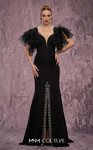 MNM Couture Q8022 Crystal Embellished Ruffled Sleeve Gown