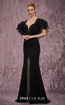 MNM Couture Q8022 Crystal Embellished Ruffled Sleeve Gown