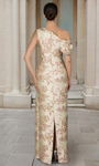 Janique 26206 Stretch Brocade Floral One Shoulder Long Gown
