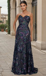 Janique 268007 Ornate Lace Floral Sweetheart Neck Long Gown