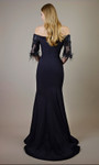Janique W3061 Feather Trim Floral Beaded Off Shoulder Gown