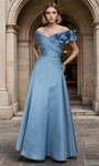Janique 2606 Pique Mikado 3D Floral Accent Off Shoulder Gown