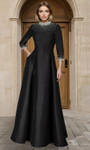 Janique 2612 Stretch Mikado Embellished High Neck Long Gown