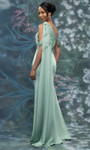 MGNY By Morilee 2070004 Crepe One Shoulder Cape Sleeve Gown