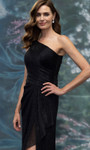 MGNY By Morilee 2070024 Metallic Knit Asymmetric Neck Gown