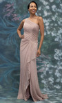 MGNY By Morilee 2070024 Metallic Knit Asymmetric Neck Gown