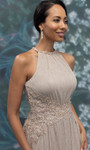 MGNY By Morilee 2070025 Metallic Knit High Halter Neck Gown