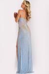 Jovani 45365 Satin Silk Beaded Sequin V-Neck Sleeveless Gown