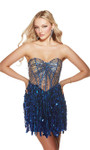 Alyce Paris 4877 Sequin Fringe Strapless Sheath Short Dress