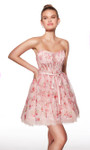 Alyce Paris 30019 Chantilly Floral Lace Print Short Dress
