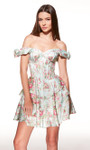 Alyce Paris 30037 Soft Satin Tiered Ruffle Skirt Short Dress