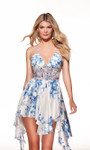 Alyce Paris 30055 Satin Chiffon Print V-Neck Short Dress