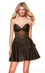 Alyce Paris 30084 Satin Tiered Skirt Strapless Short Dress