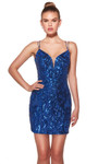 Alyce Paris 40008 Sequin Glitter Plunging V-Neck Short Dress
