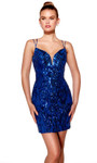 Alyce Paris 40008 Sequin Glitter Plunging V-Neck Short Dress