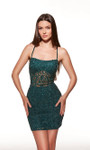 Alyce Paris 40010 Hand Beaded Scoop Neck Sheath Short Dress