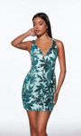 Alyce Paris 40014 Sequins Plunging V-Neck Sheath Short Dress
