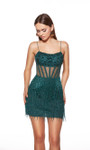 Alyce Paris 40022 Hand Beaded Fringe Scoop Neck Short Dress