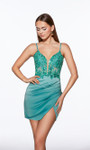 Alyce Paris 40036 Satin Chiffon Beaded Lace Short Dress
