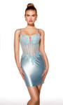 Alyce Paris 40041 Stretch Satin Lace Scoop Neck Short Dress