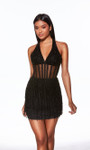 Alyce Paris 40043 Hand Beaded Halter Neck Sheath Short Dress