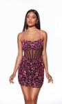 Alyce Paris 40093 Hand Beaded Sequin Scoop Neck Short Dress