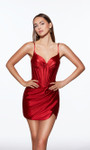 Alyce Paris 40109 Shiny Jersey Spaghetti Straps Short Dress