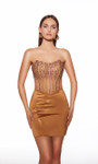 Alyce Paris 40122 Metallic Satin Strapless Short Dress