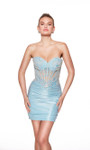 Alyce Paris 40057 Shiny Jersey Lace Strapless Short Dress