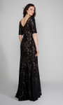 Alyce Paris 27497 Patterned Sequin V-Neck Short Sleeve Gown